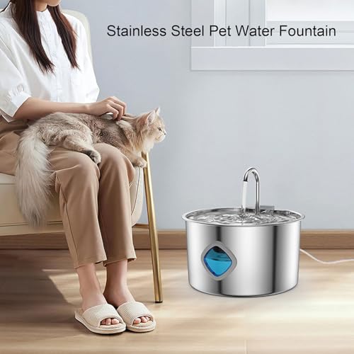 Fuente de Agua para Gatos Alomejor 3.2L Acero Inoxidable miniatura 4