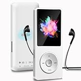 Aigital MP3 Player with Bluetooth and 32GB TF Card, HiFi Music Player with Built-in Speaker and Earphones, Multifunctional MP3 Players with FM/Recording/E-Book/Video,Silver