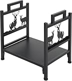 brecoory Stabiles, dekoratives Kaminholzregal, robuste Holzaufbewahrung für drinnen und draußen, mit Hirsch-Design, wasserdicht und rostbeständig, für den Garten, einfache Montage