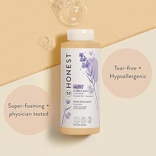The Honest Company Foaming Bubble Bath & Baby Wash, Tear-Free, Hypoallergenic, Natural Formula, Lavender Calm Scent, 12 fl oz