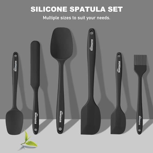 NileHome Silicone Spatula Set, 6 Pieces Food Grade Kitchen Utensils with Silicone Brush Heat Resistant BPA-free Rubber Spatula for Scraping, Baking, Cooking, Mixing