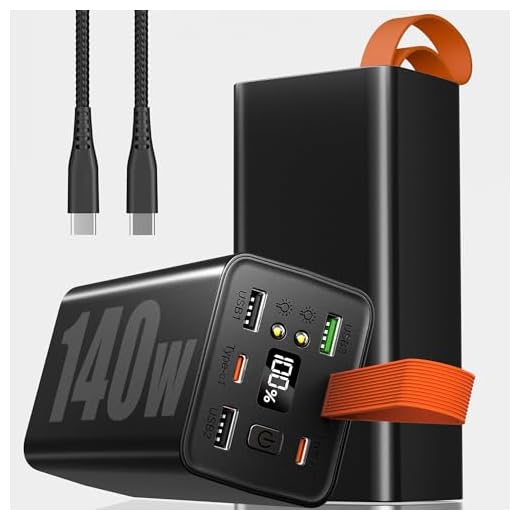 PowerBank 70000mAh Power Bank, 140W Powerbank Ricarica Rapida con 3 USB A e 2 USB C Porte, Display Digitale, Torcia, Cavo di ricarica da 100W, Caricatore Portatile per Laptop, Smartphone, Tablet (Nero)