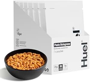 Huel Hot & Savoury Meal Packs, Pasta Bolognese, 7 Meals, Pla