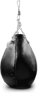 Aoneky 22lb Wrecking Ball Heavy Bag - Tear Drop Shaped Punching Bag for Uppercuts, Hooks & MMA Training, Pre-Filled with Dense Fiber, Includes Chains & Swivel for Hanging