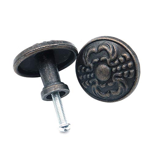 Namvo 10pcs Vintage Cabinet Knobs Bronze Zinc Flower Pattern 38mm Door Knob for Chest of Drawers Kitchen Cupboard Wardrobes Pull Handles - Image 3