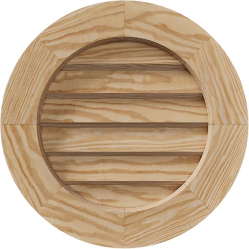Rustic Wood Gable Vent w/Decorative Face Frame, 23"W x 23"H Round Gable Vent: Unfinished, Non-Functional, Smooth Pine