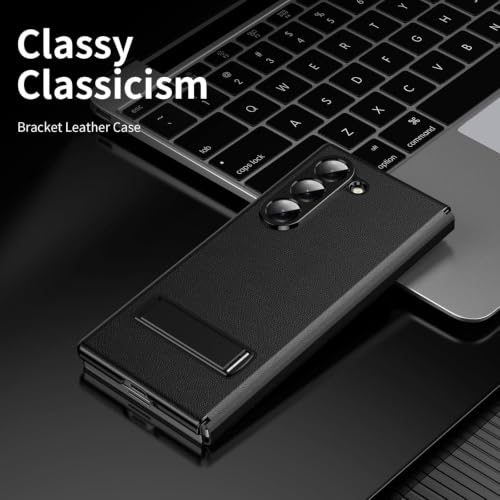 Image of TechTrendz for Samsung Galaxy Z Fold 8 Ultra Magnetic Flip Folding Case, Multi-Angle Bracket, Full Body Hinge Protective Slim Cover, Luxury Business Leather Cover for Fold 8 Ultra Back Cover (Black)