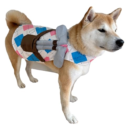 Cheetahboo Golf Dog Costume Caddy Clubs Polo Shirt Dogs Xs Xxl Golfer Cosplay Plaid Scottish Halloween Costumes, M