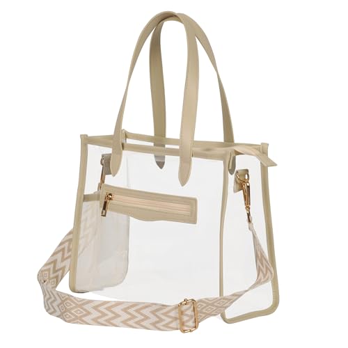 Clear Tote Bag for Women Thick PVC Clear Bag Transparent Stadium Bag with Guitar Strap 6