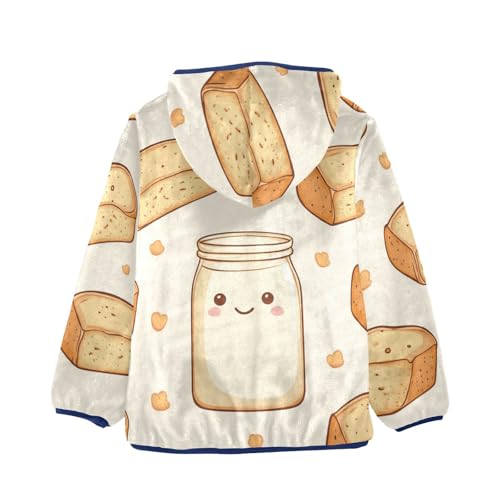 Milk and Bread Girls Fleece Jacket Girls Fall Jacket Girls Zip Up Hoodie Girls Sherpa Jacket 2-10T2