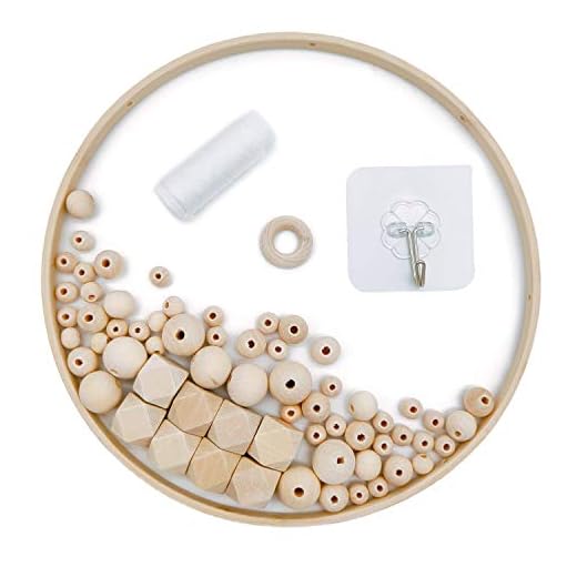 DIY Handgemacht Holzmobile Windspiel Bettglocke Glocke Zimmer,Natürliche Handwerk Holz Ringe Beads Baby Mobile Kit für Kinderzimmer Dekor