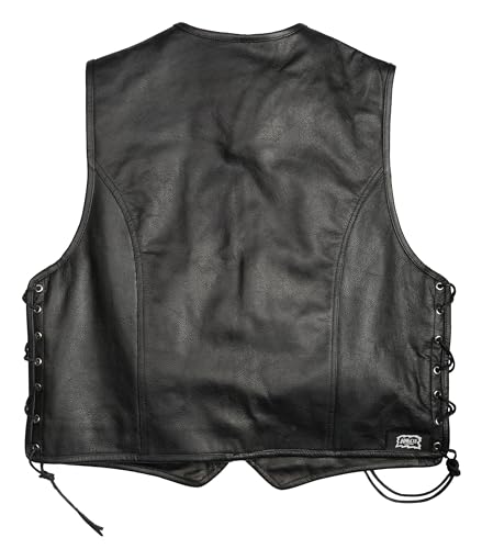 Halle 15 Biker Lederweste mit Schnallen Lederkutte Bikerweste Echtleder H15 Merch ! (XL)