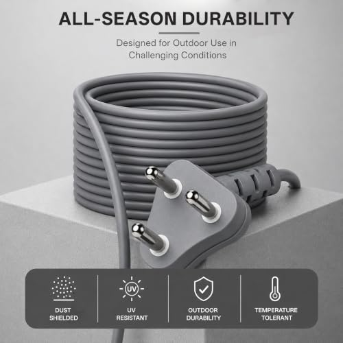 Image of Rapoo E02 2M Heavy Duty Power Extension Cord| 2500W 10A 3-Pin Plug with Child Safety Door| Single Outlet Wire Extender| Fire Retardant| Short-Circuit Protection| All-Season Indoor /Outdoor Use (Grey)