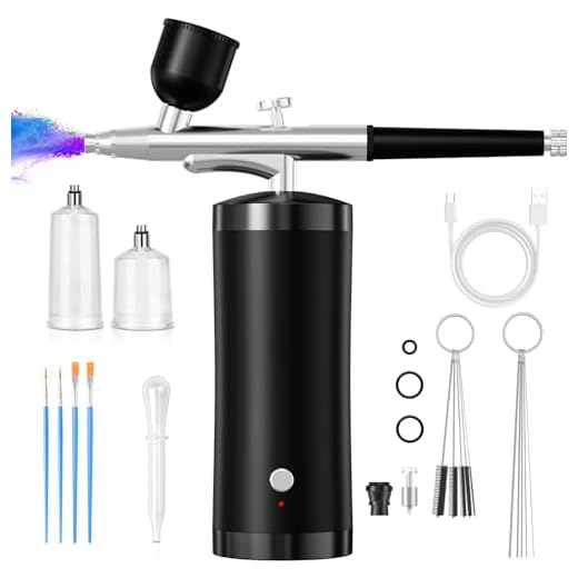 Airbrush Kit With Compressor 48PSI Rechargeable High Pressure Air Brush Set Cordless Airbrush Kit with 0.3mm Nozzle for Painting,Nail Art, Cake Decor,Makeup,Modeling (Black)