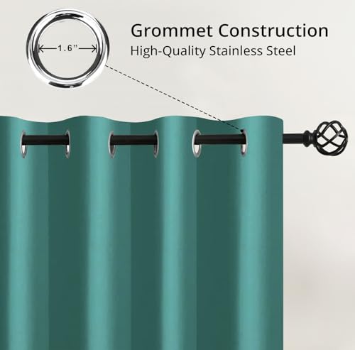 Image of Cloth Fusion 75% Blackout Door Curtains 8 Feet Long Set of 2, Room Darkening Parda with Stainless Steel Grommets for Home Decor (8x4 Feet, Sea Green)