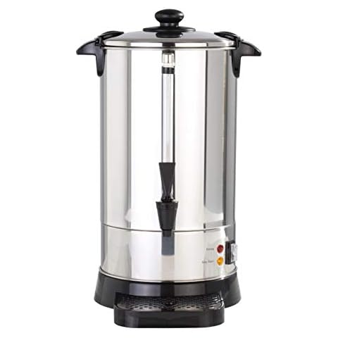 FINE ELEMENTS SDA1596 10L Capacity Urn Boiler (950W, 220-240v 50hz Type G UK Plug) with Stainless Steel Lid & Base and Lockable Lid, External Water Gauge, Plastic Water Tap and Cool Touch Handles Cover