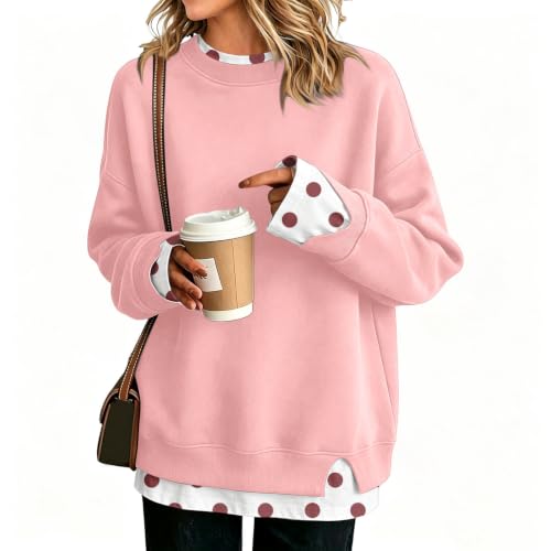 Layered Sweatshirt for Women Y2K Polka Dot Print Fall 2026 Womens Fashion - image 3