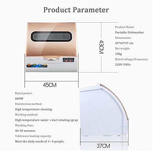 Draagbare WorkTop Afwasmachine, Compacte mini-vaatwasser met luchtdroogfunctie, 4 wasprogramma's - Image 3