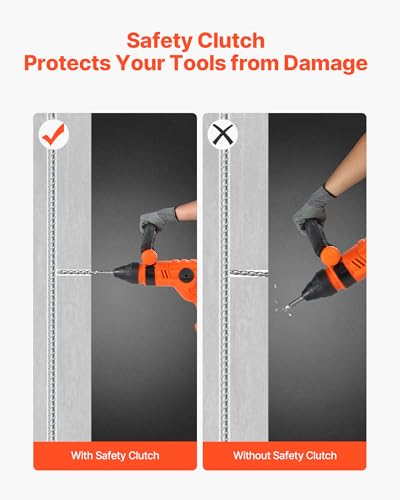 VEVOR 1-3/4\" SDS-Max Rotary Hammer Drill, 13Amp Corded Drills, Heavy Duty Chipping Hammers w/Vibration Control & Safety Clutch, Electric Demolition Hammers, Power Tool For Concrete - Thumbnail 6