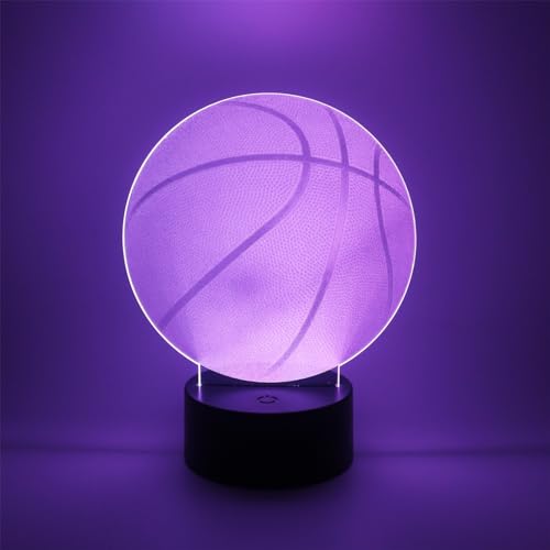 Hguangs Basketball Gifts 3D Optical Illusion Night Light Bedroom Home Office Decoration 7 Colors Changing Touch Control Birthday Christmas
