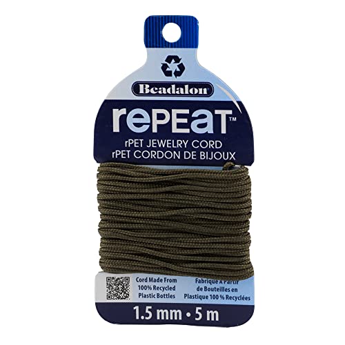 Beadalon Recycled Plastic Bracelet Cord - 1.5 mm, Earth, 5 m