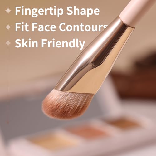 Albeaut Small Angled Concealer Brush For Under Eye Brightening, Precision Face Makeup Brush (193 concealer brush-Pink)