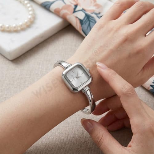 Image of WISEWALKER Women's Bangle Bracelet Watch Silver Dial Elegant Style Anlalog Ladies Wrist Watch