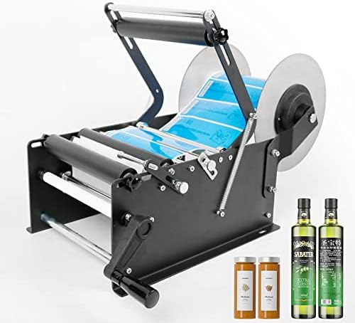 ZONEPACK Wider Manual Round Labeling Machine Upgraded Label Applicator Bottle Labeler Adjustable Label Dispenser for Glass Plastic Metal Bottles