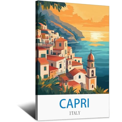 Toile vintage Capri LNBIAND evocation des vacances italiennes nostalgiques chez soi