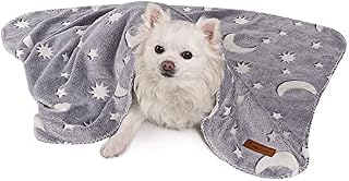 allpetsolutions Grey Glow in the Dark Fleece Dog Blanket | Luminous Dog Throw | Warm Puppy Blanket | Cosy Cat Throw | Washable Pet Blanket | Soft Blanket for Pets | Fluffy Pet Bedding | 100 x 70cm