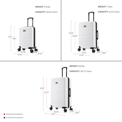 Image of InUSA TREND 3-Piece Hardside Spinner Luggage Set 20 /24 /28in Durable White