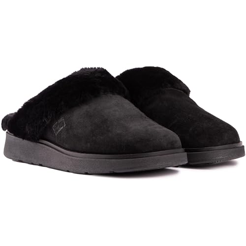 FitFlop Women's Gen-ff Shearling-Collar Suede Slippers2