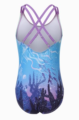 Image of Moon Tree Girls One Piece Swimsuits, Adjustable Double Straps Bathing Suits for Kids Girls Hawaiian Swimwear 3-16 Years