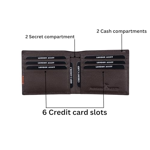 Image of LONDON ALLEY Swiss Classic Brown Leather Wallet & Black /Brown Reversible Belt Combo Gift Box for Men