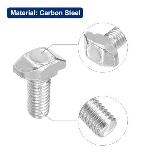 Image of uxcell 20Pcs T-Slot Bolts, M5 x 12mm Hammer Head Bolt T Screw Drop-in Stud for 2020 Series T-Slot Aluminum Extrusion Profile, Carbon Steel Nickel Plated, Silver
