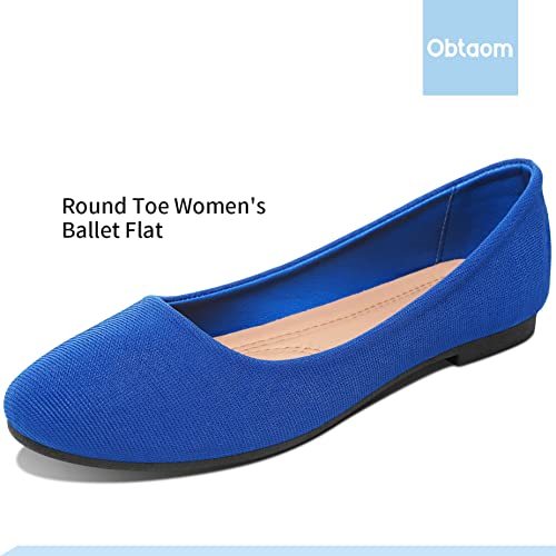 Image of Obtaom Round Toe Women Flat Shoes Slip on Girls Dress Black Ballet Flats