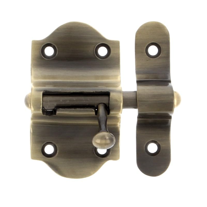 Amig Door Bolt - Model 720 - Brass - 40mm - Includes Screws - Ideal for Doors and Windows - Leather Finish