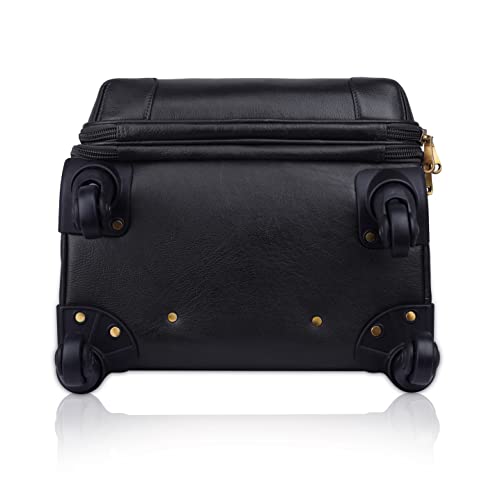Image of Stylish and Durable Leather Trolley Luggage Bag Perfect for Travel and Business 46 litres Suitcase