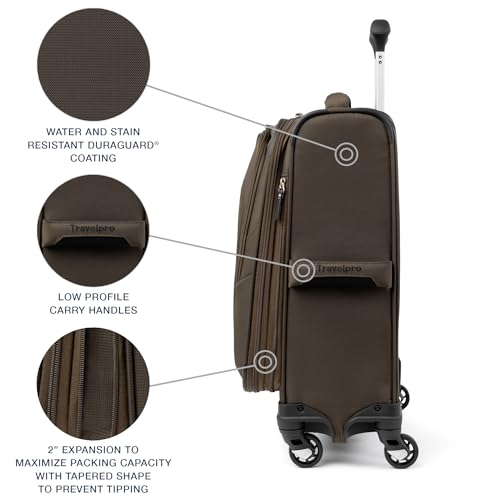 Image of Travelpro Maxlite 5 Softside Expandable Luggage with 4 Spinner Wheels, Lightweight Suitcase, Men and Women, International, Mocha, Carry-on 19-Inch
