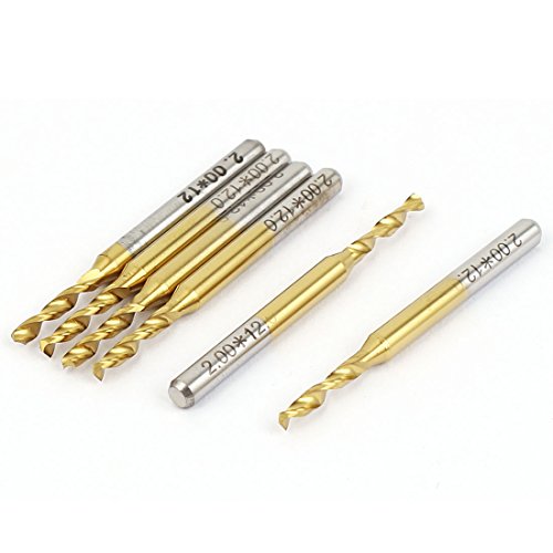 Aexit 2mm Tip Fuses 12mm Cutting Depth TiN Coated Carbide PCB Micro Drill Bits Tool PCB Fuses 6 Pcs