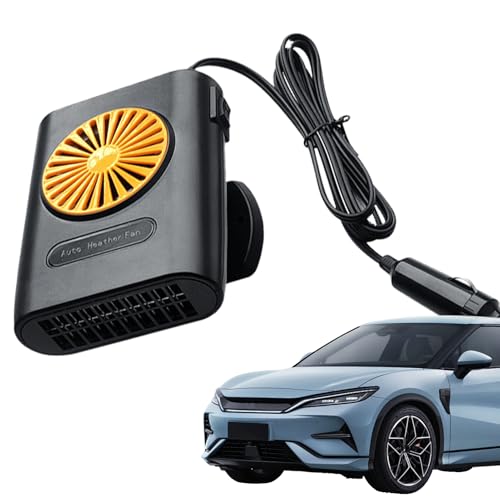 Fyrdyn Calentador de Coche,Desempañador Parabrisas 12V Para Automóvil - Ventilador Compacto Para Camping Invernal Coche Camiones Autocaravanas Y Antivaho Para Ventanas