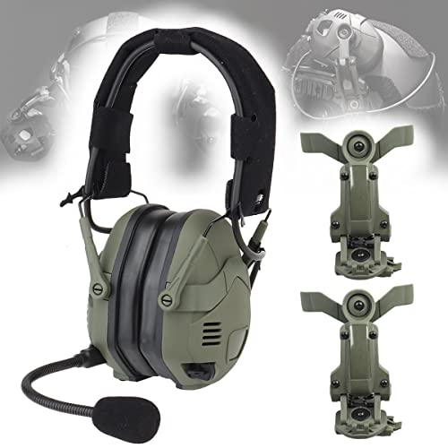 SeeboJK Casque Antibruit Tactique avec Support D'Adaptateur de Rail d'arc de Casque Airsoft, Cache-Oreilles de Communication de Combat Militaire, pour Les Jeux de Guerre de Chasse,Od Cover