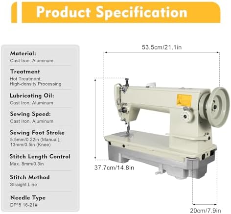 Industrial Sewing Machine 3000 S.P.M - Heavy Duty Leather & Fabrics Embroidery Machine for Thick Material Repair - Perfect for Professionals & DIY Enthusiasts
