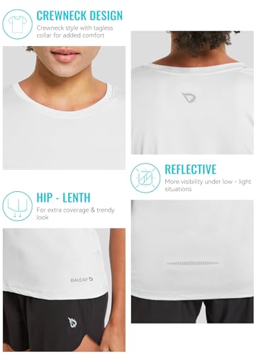 BALEAF Camisetas femininas de corrida de manga curta atléticas, leves, secagem rápida, treino, yoga,