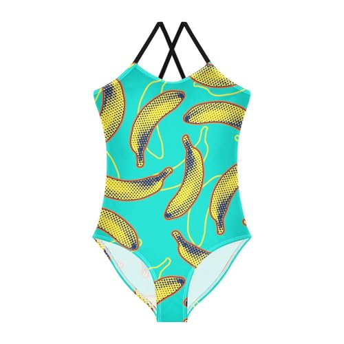 Yellow Black Dot Banana Girls Swimsuit One Piece Bathing Suit for Baby Girls' Swimwear 3-10T