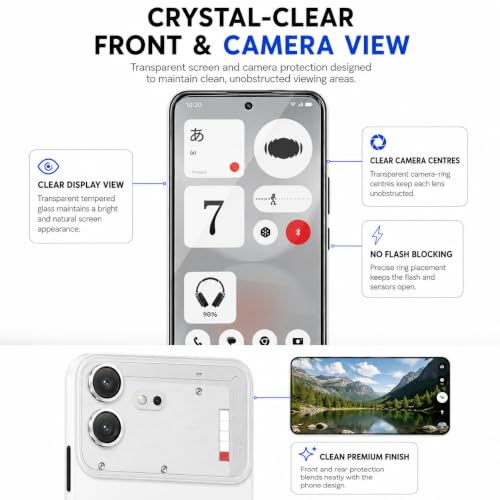 Image of ArmourPro Edge to Edge Tempered Glass for Nothing Phone (4b) with Silver Camera Ring Guard, 9H Screen Protector, Anti-Scratch, Anti-Fingerprint, Bubble-Free Installation Kit