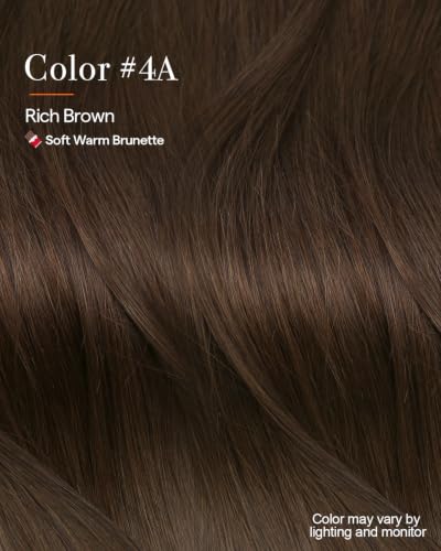 Image of Full Shine Brown Seamless Hair Extensions Clip Ins, 24 Inch 120g | Remy Human Hair, Full Head Coverage with Smooth Length for Versatile Styling, Color 4A Rich Brown,Secure Hold, 8 Pcs