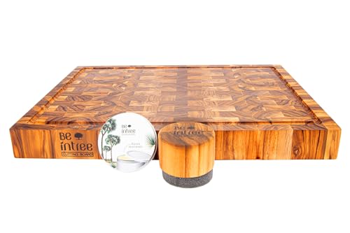 Juego Premium de Tabla de Cortar de Madera de Teca - Juego Completo con Tabla de Grano Final, Cera para Madera y Aplicador - Ideal para Cocineros y Chefs en Casa miniatura 5