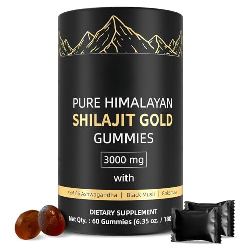 Himalayan Shilajit Fulvic Acid Gummies - 60 Count, Vegan, Non-GMO, with 85+ Trace Minerals, Individually Wrapped for On-The-Go