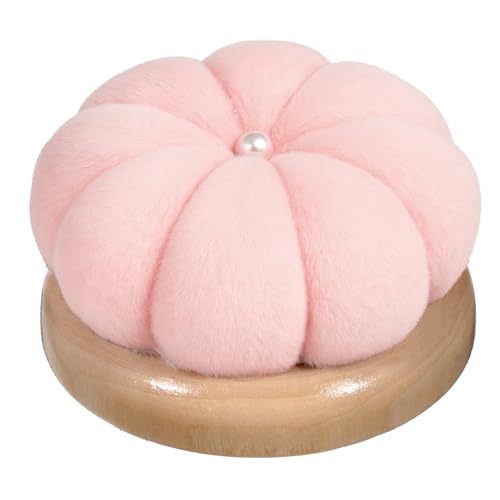 Cute Wooden Base Needle Pincushions Japanese Style Pin Cushions Round Pin Cushion Sewing Pincushions Needle Holder for Sewing Quilting Needlework DIY Crafts Light Pink